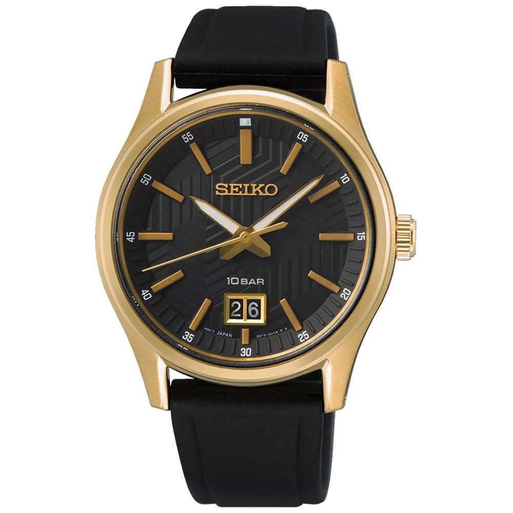 SEIKO 精工 CS系列都會簡約時尚腕錶/黑X金/39mm (6N76-00K0C/SUR560P1)SK003