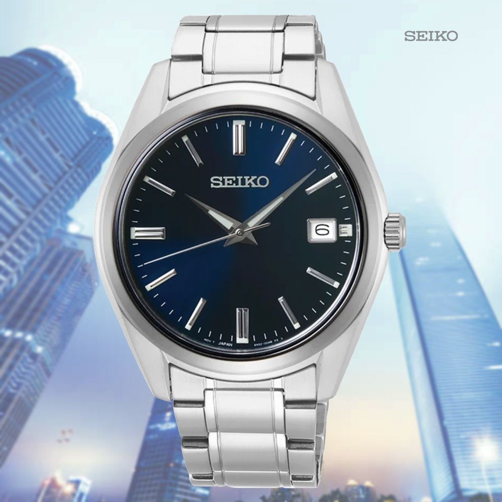 SEIKO 精工   CS系列 現代簡約 時尚紳士石英錶-藍面40mm(SUR309P1/6N52-00A0B 防水100米)_SK028