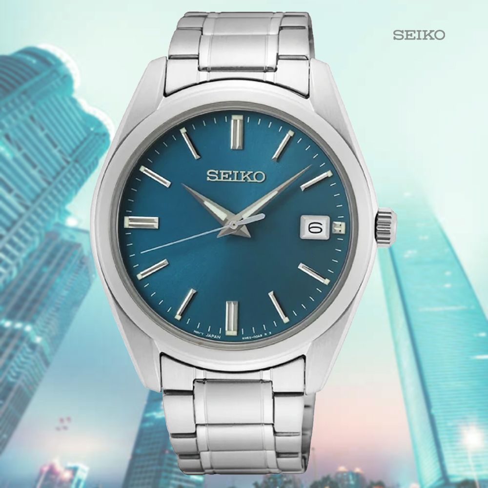 SEIKO 精工   CS系列 現代簡約 時尚紳士石英錶-湖水藍40mm(SUR525P1/6N52-00A0U 防水100米)_SK028