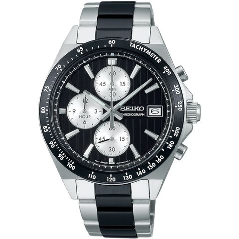 SEIKO 精工 CS 系列 SBTR043J 直條紋三眼計時手錶8T67-00Y0D 41
