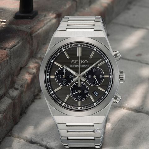 SEIKO 精工 CS系列 幾何紋計時手錶(SSB445P1/8T63-00Y0B)