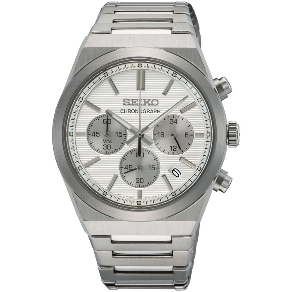 SEIKO 精工 CS系列紳士時尚三眼計時錶/銀/40mm (8T63-02F0S/SSB451P1)SK003