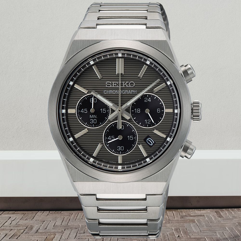 SEIKO 精工 CS 三眼計時腕錶 禮物 推薦 (8T63-02F0N/SSB455P1)