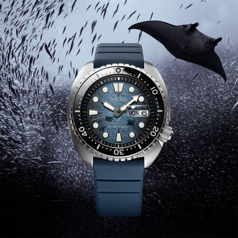 SEIKO 精工 PROSPEX 愛海洋魟魚陶瓷200米潛水錶/45mm (4R36-06Z0H/SRPF77K1)SK003