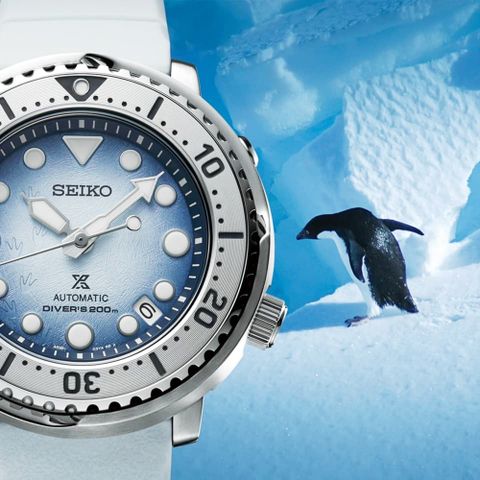 官方LINE登錄3年保固，贈多重好禮SEIKO 精工 PROSPEX 愛海洋企鵝200米潛水錶/43.2mm (4R35-04Z0H/SRPG59K1)