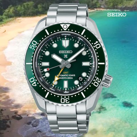 SEIKO 精工 PROSPEX 大谷翔平廣告款 GMT兩地時間陶瓷錶圈 潛水錶-綠42mm (SPB381J1/6R54-00D0G 防水200米)_SK028