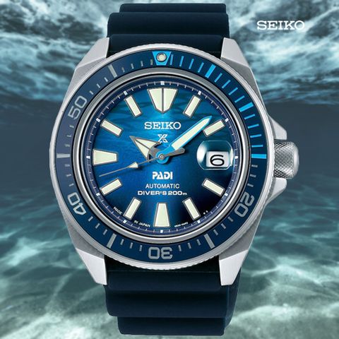 SEIKO 精工 PROSPEX PADI 武士 陶瓷錶圈200米潛水機械錶-藍43.8mm(SRPJ93K1/4R35-03W0F)_SK028