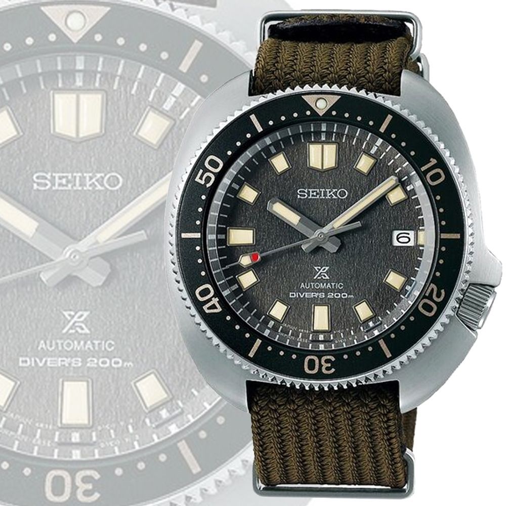 SEIKO 精工   PROSPEX DIVER SCUBA 復刻 200米機械錶-軍綠42.7mm (SPB237J1/6R35-00T0N 附灰色原廠錶帶)_SK028