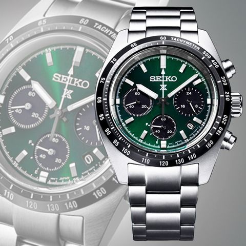 SEIKO 精工 PROSPEX SpeedTimer太陽能三眼計時腕錶-綠39mm(SSC933P1/V192-0AF0G 防水100米)_SK028