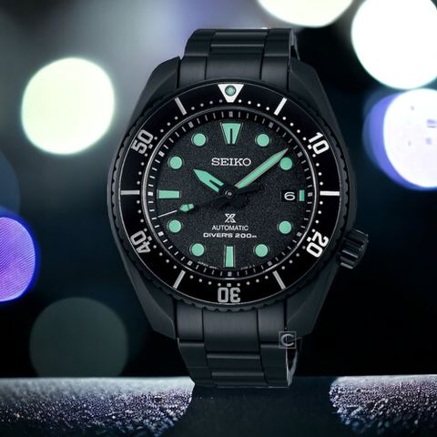 SEIKO 精工 Prospex 黑潮夜視 陶瓷框 200米潛水機械錶-45mm(6R35-03A0SD/SRPK43K1)