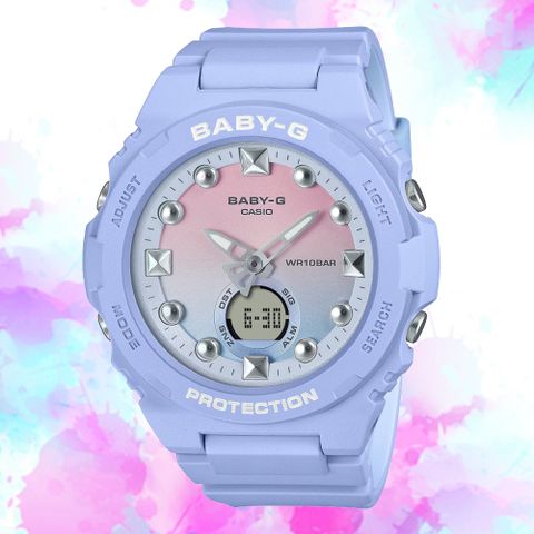 CASIO 卡西歐 BABY-G 繽紛閃耀 冬日色彩雙顯錶-藍色 BGA-320-2A1