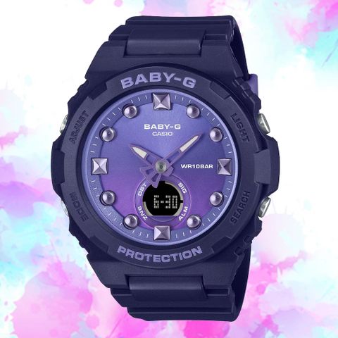 CASIO 卡西歐 BABY-G 繽紛閃耀 冬日色彩雙顯錶-藍色 BGA-320-2A