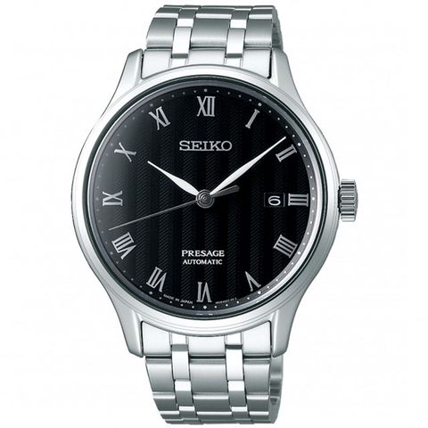 SEIKO 精工 Presage 日式美學羅馬機械錶-銀x黑/41.7mm 4R35-02S0D(SRPC81J1)