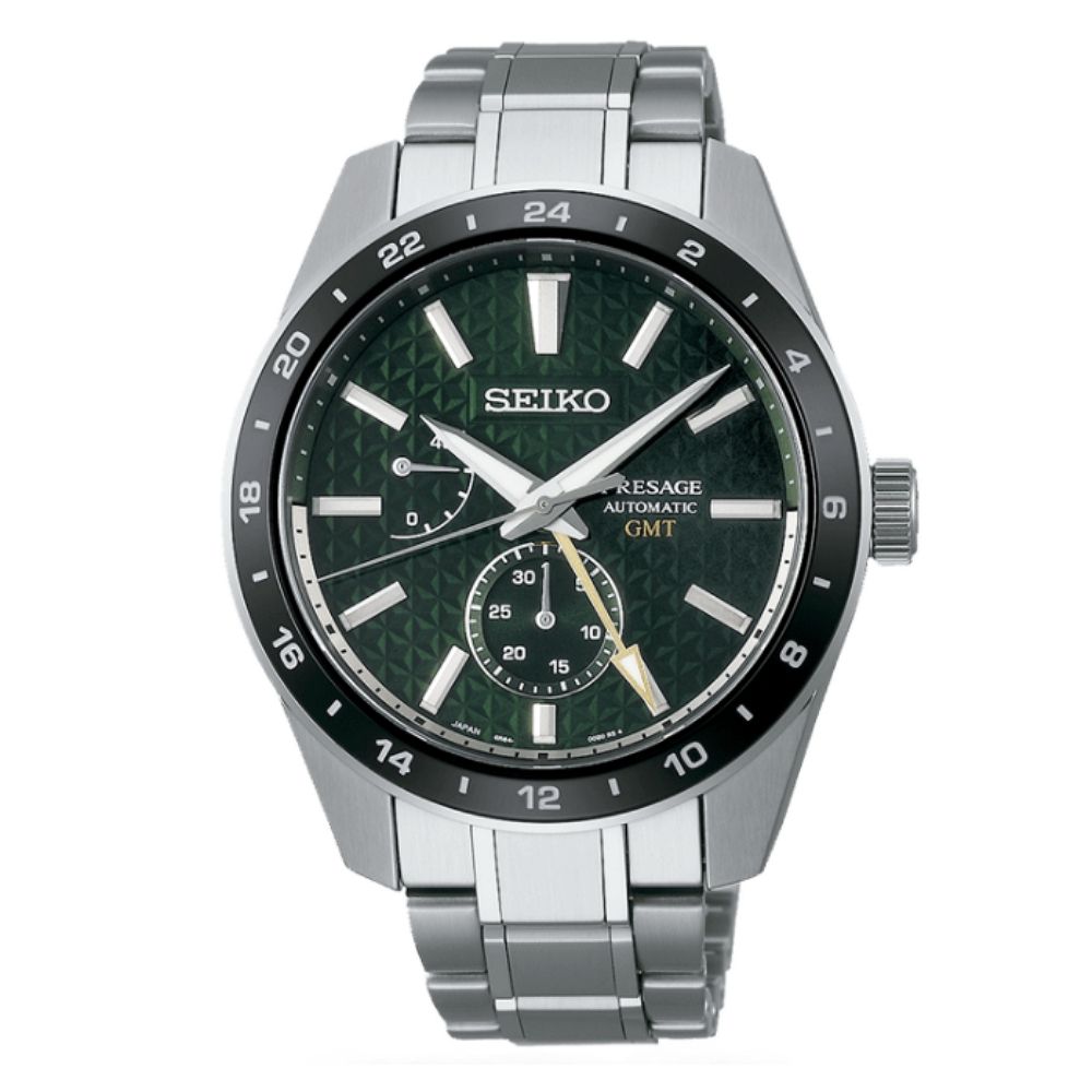 SEIKO 精工 新銳系列 麻葉紋 GMT機械腕錶 禮物 推薦 (SPB219J1/6R64-00C0G)