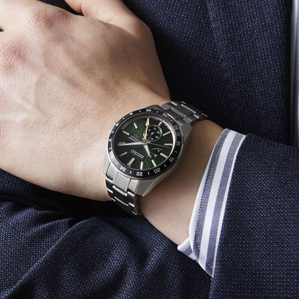 SEIKO 精工 新銳系列 麻葉紋 GMT機械腕錶 禮物 推薦 (SPB219J1/6R64-00C0G)