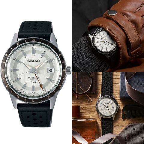 SEIKO 精工 Presage Style60’s系列GMT機械腕錶(4R34-00B0Z/SSK011J1)