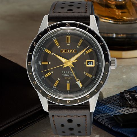 SEIKO 精工 PRESAGE Style 60s GMT機械腕錶 禮物推薦 送禮首選 (SSK013J1/4R34-00B0J)