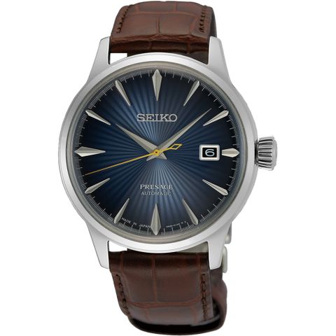 官方LINE登錄3年保固，贈多重好禮SEIKO 精工 PRESAGE 調酒師系列機械錶/藍X咖啡/40.5mm (4R35-01T0U/SRPK15J1)SK003