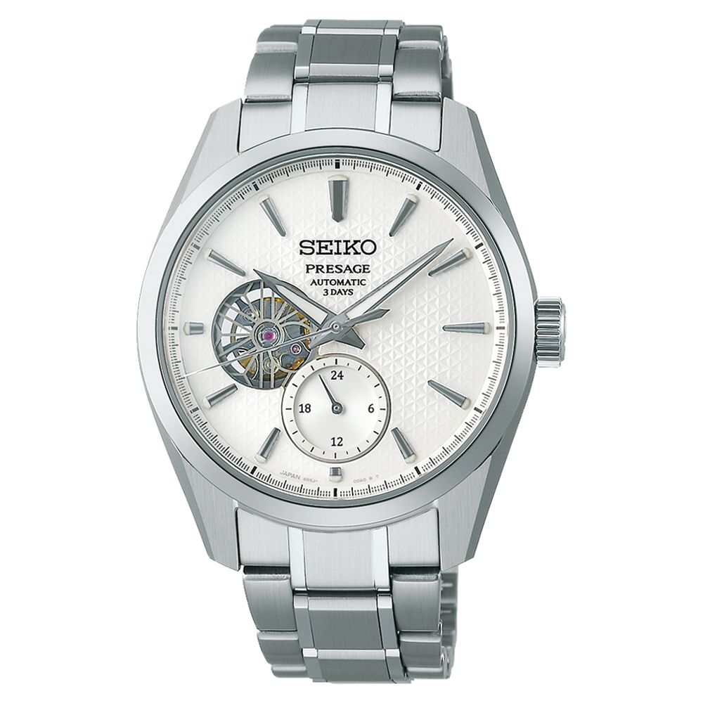 SEIKO 精工 Presage 新銳系列麻葉三日鍊開芯機械錶/40.2mm 6R5J-00A0S(SPB415J1)