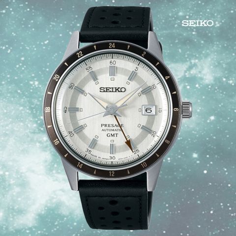 SEIKO 精工 Presage 復古系列Style 60’s GMT雙時區機械錶-白40.8mm(SSK011J1/4R34-00B0Z 防水50米)_SK028