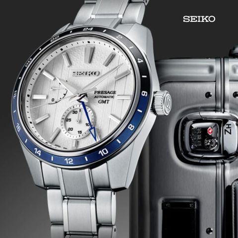 SEIKO 精工 Presage Zero Halliburton聯名限量 GMT機械腕錶-42.2mm (SPB269J1/6R64-00H0S 防水100米)_SK028