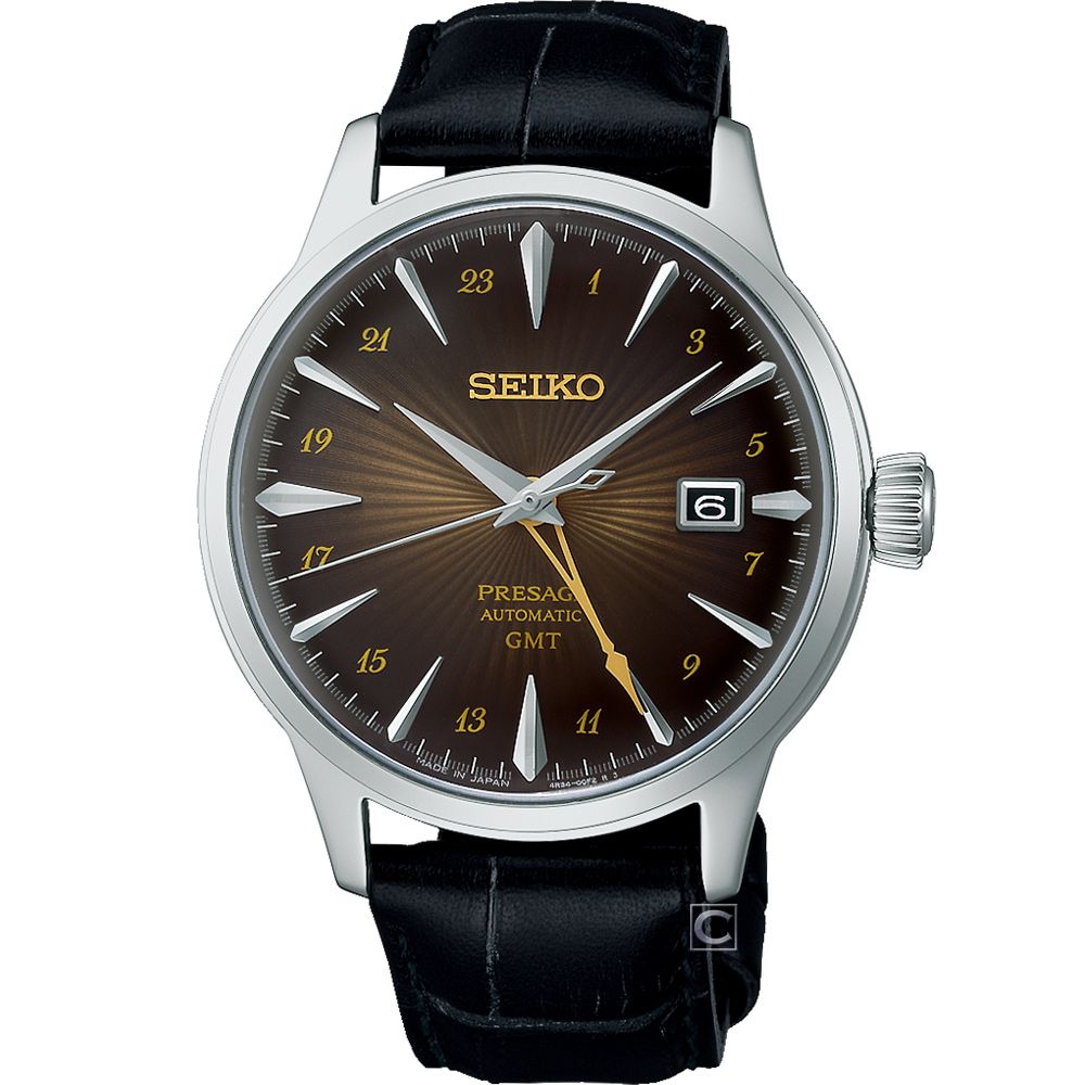 SEIKO 精工   Presage「Rusty Nail」雞尾酒 GMT機械錶-40.5mm SSK039J1/4R34-00J0Q_SK040