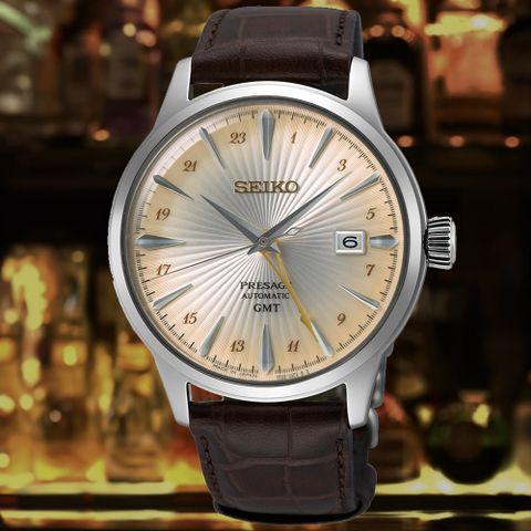 SEIKO 精工 PRESAGE 調酒師 GMT機械腕錶 母親節 禮物 推薦 (4R34-00J0J/SSK041J1)