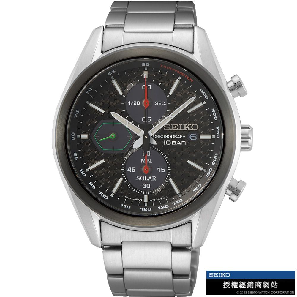 SEIKO 精工 喬治亞羅設計三眼計時太陽能腕錶-40.5mm_SK040 SSC803P1/V176-0BH0D