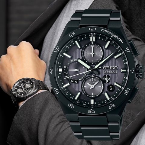 SEIKO 精工 Astron系列 太陽能 GPS 鈦金屬 雙時區計時腕錶 (SSH155J1/5X83-0AA0SD)