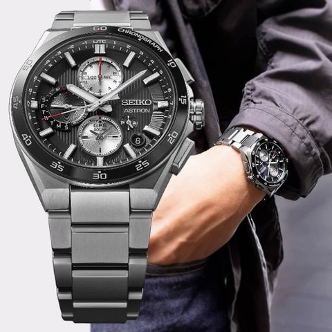 SEIKO 精工 Astron 鈦金屬 GPS衛星對時 太陽能計時腕錶-黑_SK028 SSH151J1/5X83-0AA0D