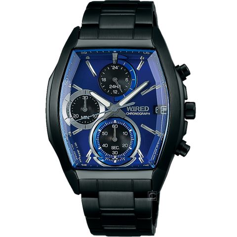 SEIKO旗下 WIRED 日系品牌 酒桶型計時腕錶(VR33-0AB0B)藍AY8013X1
