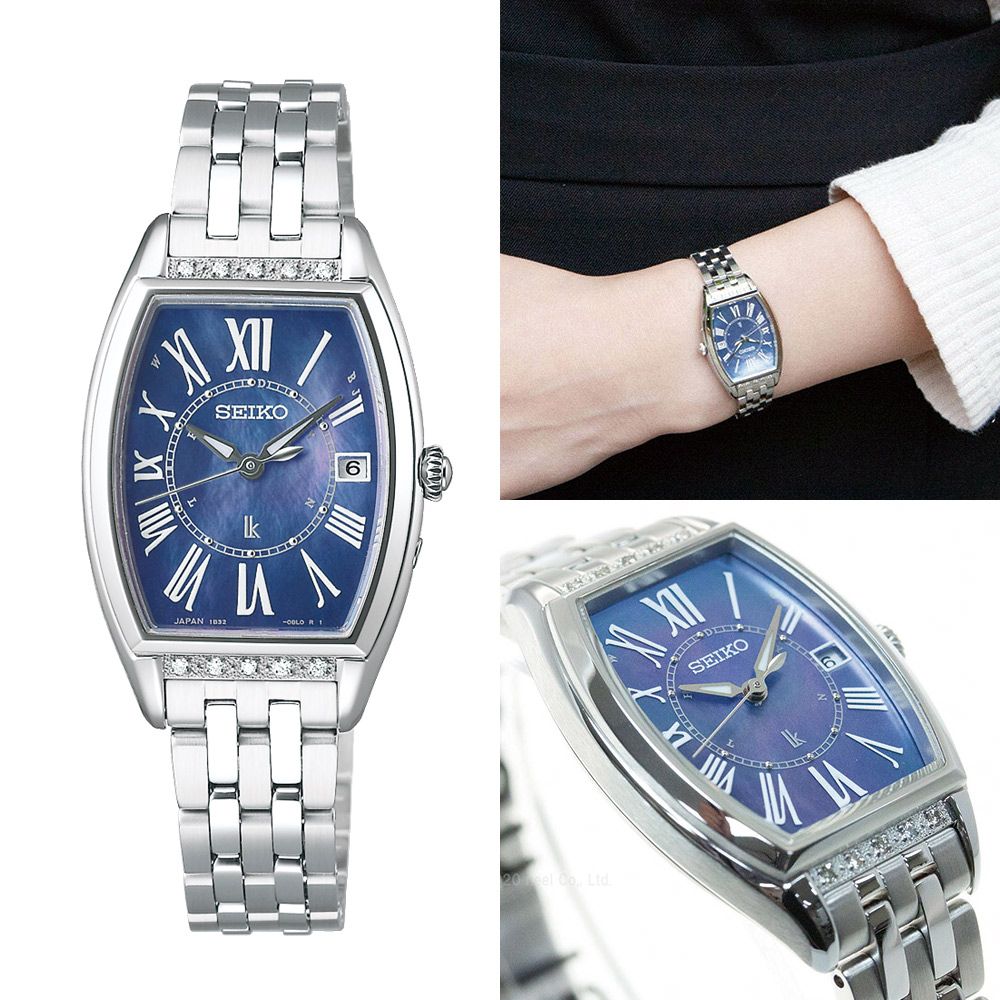 SEIKO 精工   LUKIA 酒桶型 真鑽太陽能電波女錶-SSVW179J/1B32-0AR0B