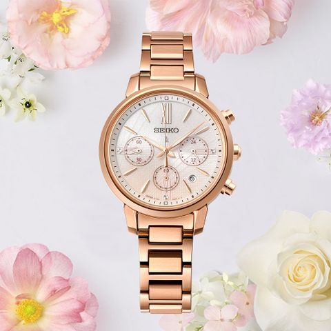 SEIKO 精工 LUKIA 廣告款太陽能海芋綻放三眼計時錶/36.2mm (V175-0FC0P/SSC918J1)SK003