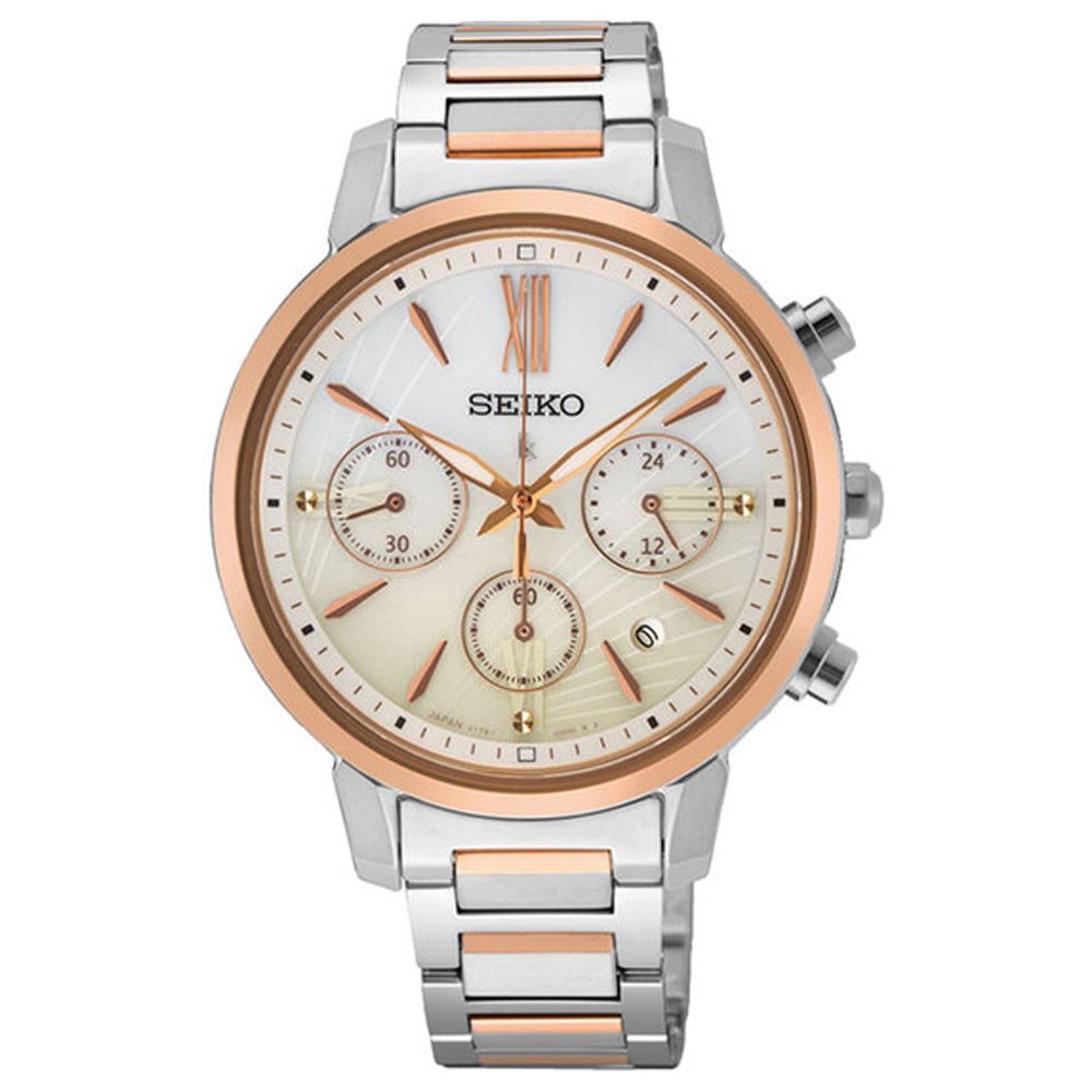 SEIKO 精工 Lukia 廣告款 海芋設計 太陽能計時淑女腕錶-雙色36.2mm(SSC920J1/V175-0FC0Y 防水100米)_SK028