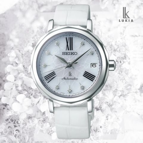 SEIKO精工 LUKIA 珍珠母貝 鑲嵌美鑽 淑女機械錶-白色34.8mm (SPB133J1/6R35-00N0W)_SK028