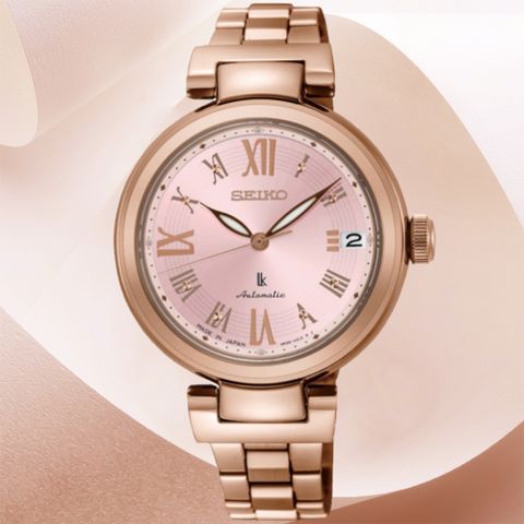 SEIKO 精工 Lukia系列 粉x玫瑰金 經典機械腕錶 33.9mm (4R35-02X0P/SRP848J1)