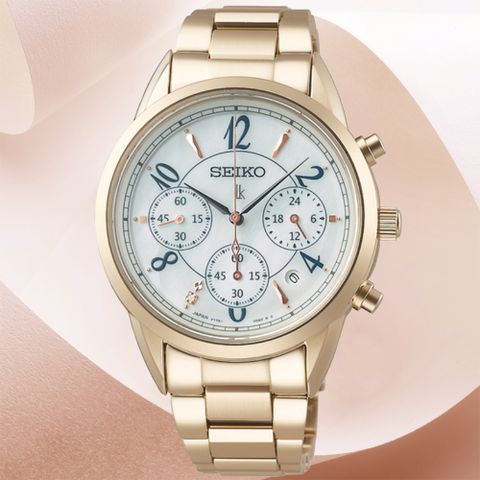 SEIKO 精工 Lukia系列 珍珠母貝 太陽能 時尚計時腕錶 36.4mm (V175-0EX0U/SSC794J1)