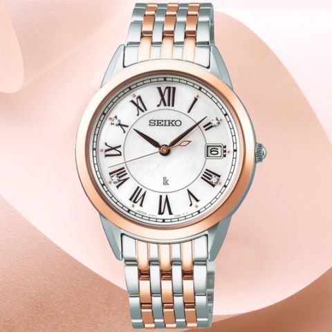 SEIKO 精工 Lukia系列 太陽能 珍珠母貝 真鑽腕錶 33.9mm (V147-0CR0K/SUT394J1)