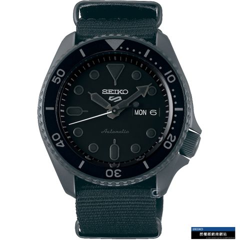 SEIKO 精工 5 Sports 系列潮流機械錶 4R36-07G0F(SRPD79K1)-黑帆布/42.5mm