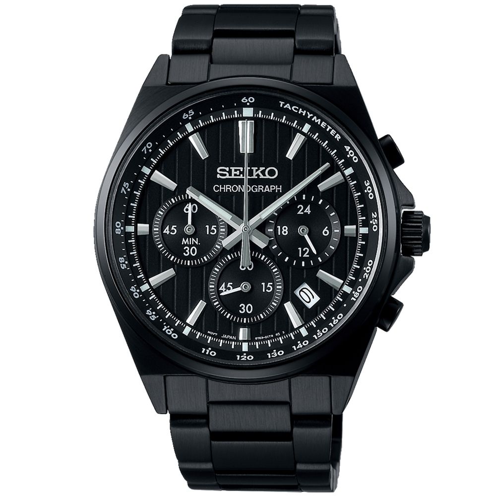 SEIKO 精工  CS系列 條紋設計三眼計時手錶SBTR037J/8T63-01T0SD