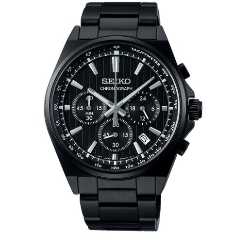 SEIKO 精工 CS系列 條紋設計三眼計時手錶SBTR037J/8T63-01T0SD