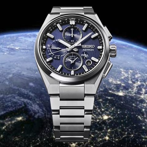 SEIKO 精工 Astron GPS衛星對時 鈦金屬 雙時區計時腕錶-藍_SK028 SSH161J1/5X83-0AE0B