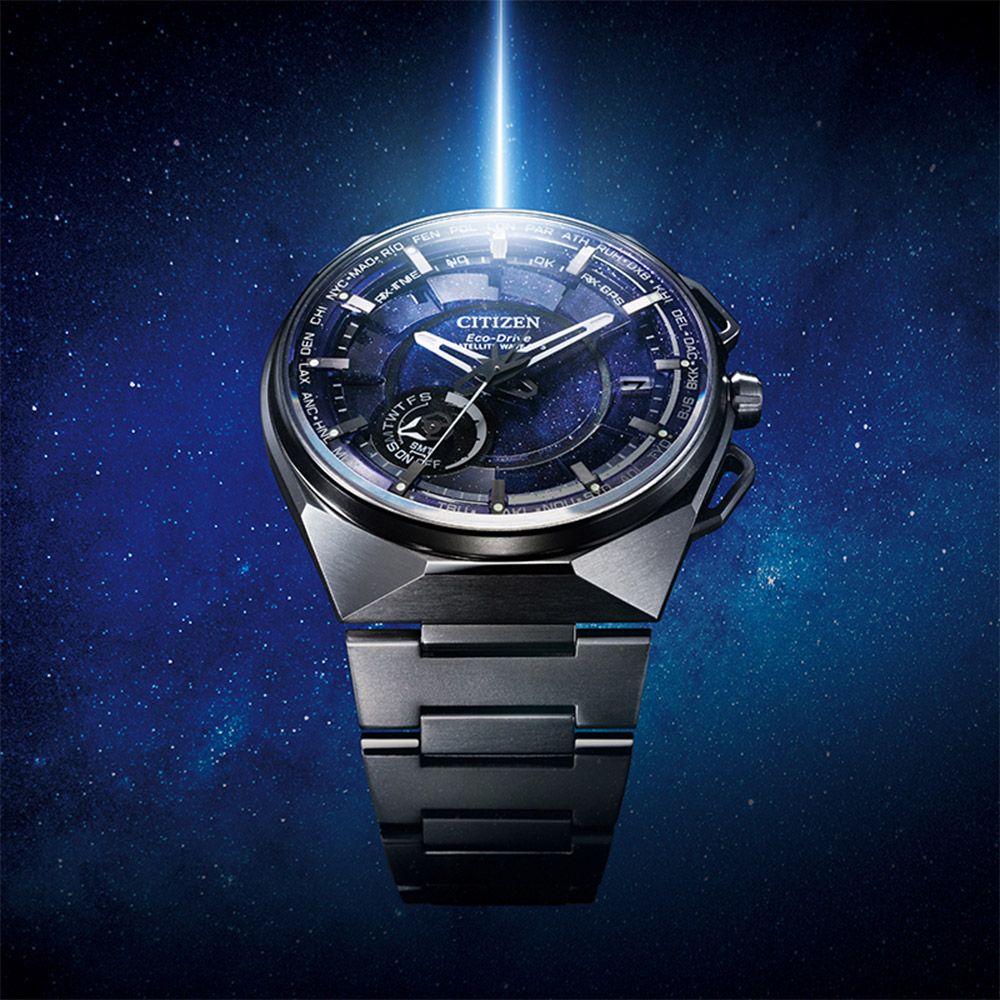 CITIZEN 星辰 Satellite Wave「F100」10週年 GPS定位對時 鈦金屬腕錶-45.4mm藍 CC3097-52L