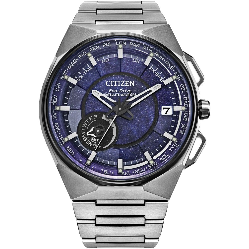CITIZEN 星辰 Satellite Wave「F100」10週年 GPS定位對時 鈦金屬腕錶-45.4mm藍 CC3097-52L