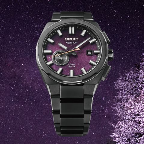 SEIKO 精工 Astron 限量夜櫻 GPS衛星定位 鈦金屬太陽能手錶(SSJ029J1/3X62-0AG0SD)