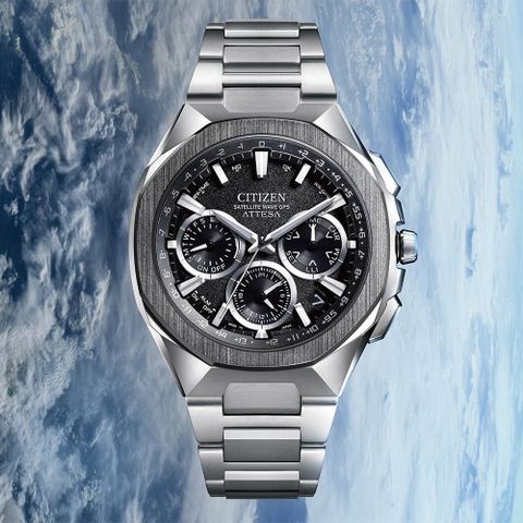 CITIZEN 星辰 限量 鈦 八角 GPS衛星對時光動能計時手錶 CC4104-53E