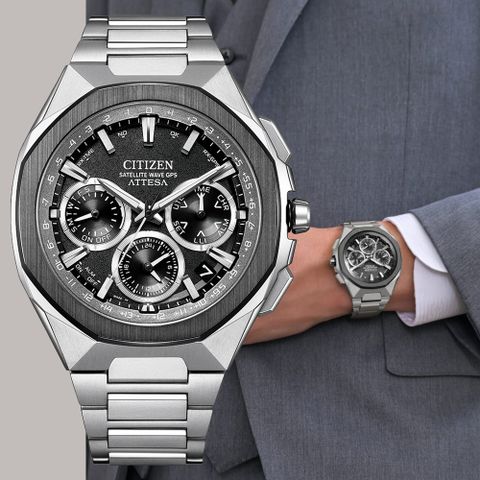 CITIZEN星辰 GENTS系列 限量 GPS 鈦金屬 八角形 光動能腕錶 44mm/CC4104-53E