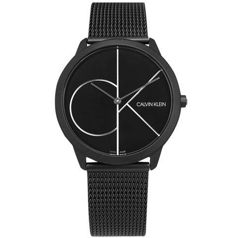 CK / K3M5145X / 經典大LOGO 超薄 米蘭編織不鏽鋼手錶 鍍黑 40mm