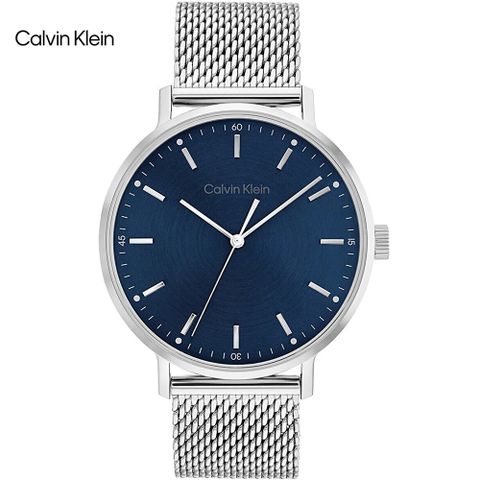 Calvin Klein 簡約時尚米蘭帶腕錶/藍X銀/42mm/CK25200045