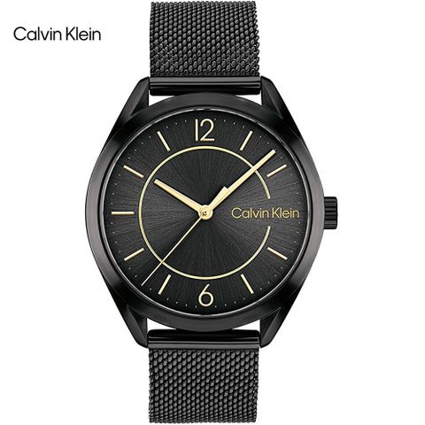 新品公司貨，送吊墜項鍊Calvin Klein 簡約時尚米蘭帶腕錶/黑/36mm/CK25200194